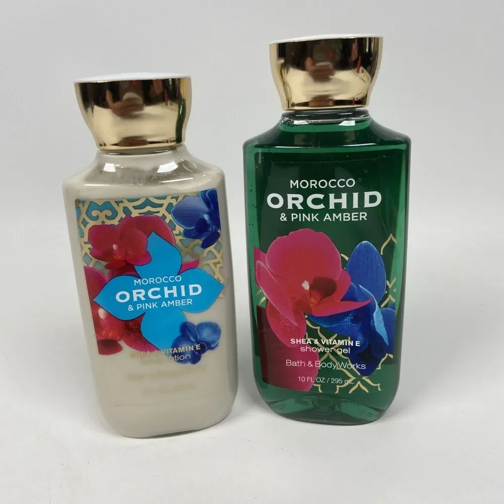 Bath & Body Works Morocco Orchid Pink Amber SHOWER GEL  And Body Lotion New